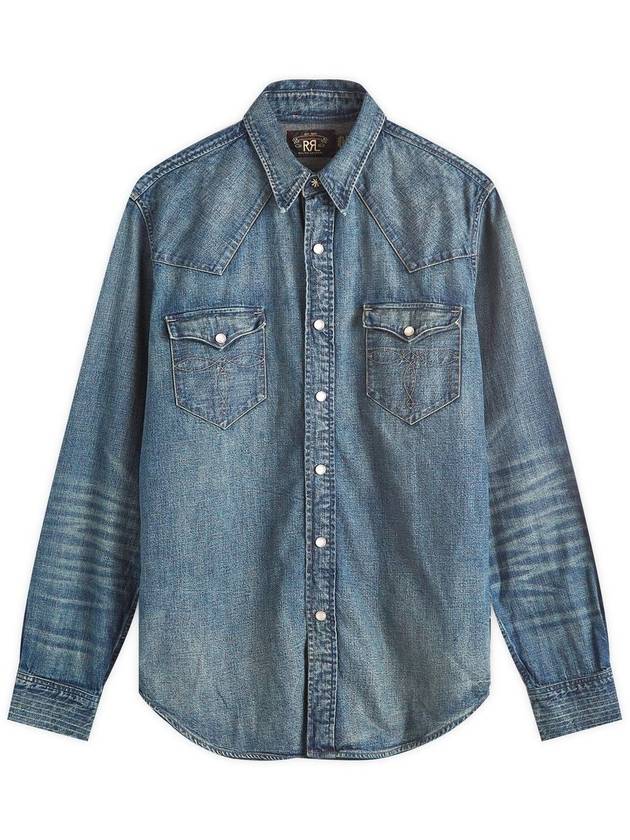 RRL Denim Long Sleeve Shirt Blue - POLO RALPH LAUREN - BALAAN 2