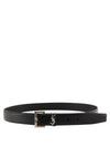 Square Buckle Monogram Leather Belt Black - SAINT LAURENT - BALAAN 6