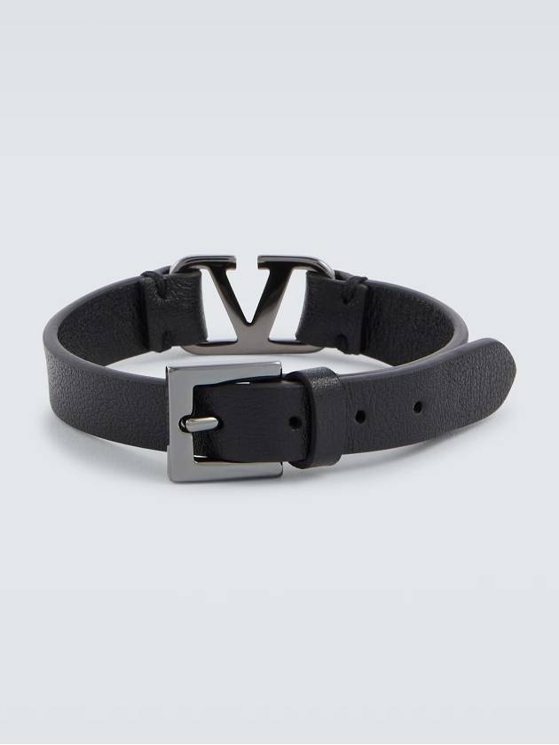 V Logo Signature Buckle Bracelet Black - VALENTINO - BALAAN 4