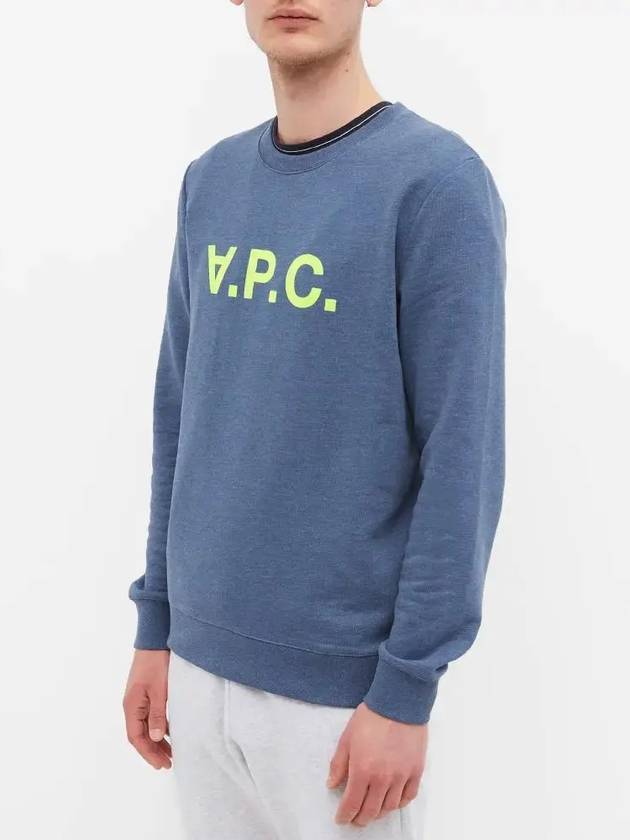 Men's Neon VPC Logo Long Sleeve Sweatshirt Blue - A.P.C. - BALAAN 4