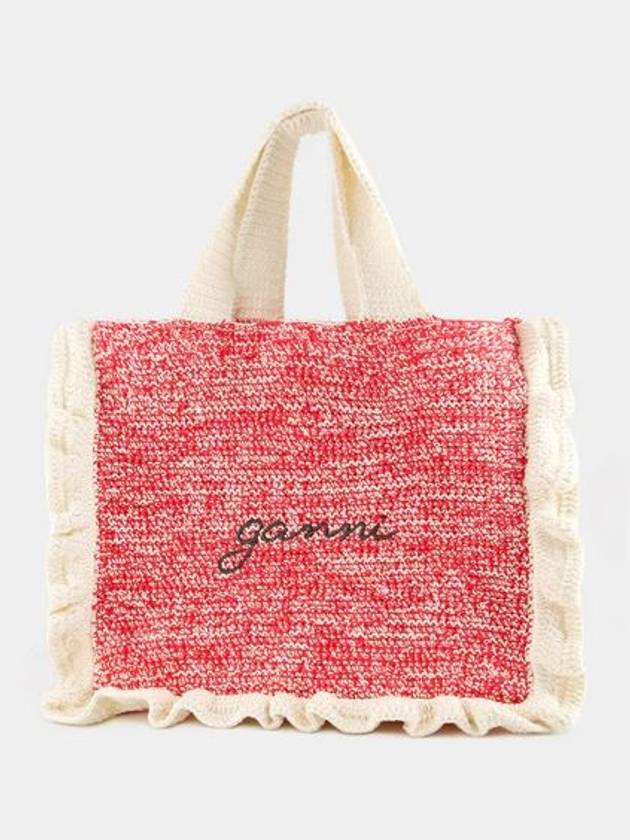 Logo Crochet Frill Tote Bag - GANNI - BALAAN 1