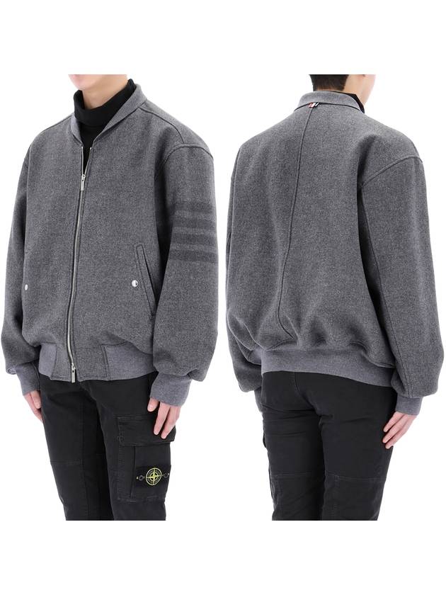 Double Face Melton 4-Bar Oversized Jacket Medium Grey - THOM BROWNE - BALAAN 2