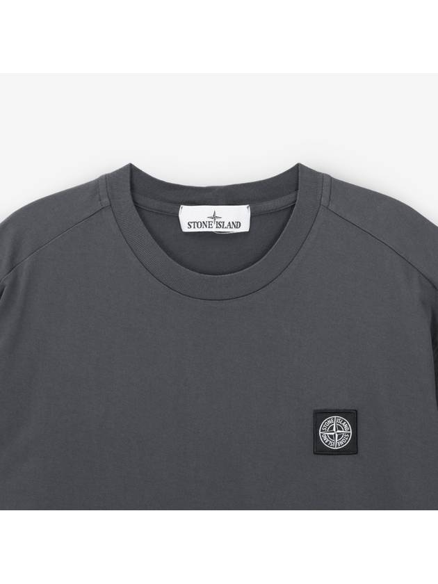 Logo Patch Short Sleeve T-Shirt Charcoal - STONE ISLAND - BALAAN 4