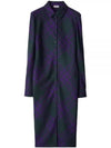 Check Wool Shirt Midi Dress Purple - BURBERRY - BALAAN 2