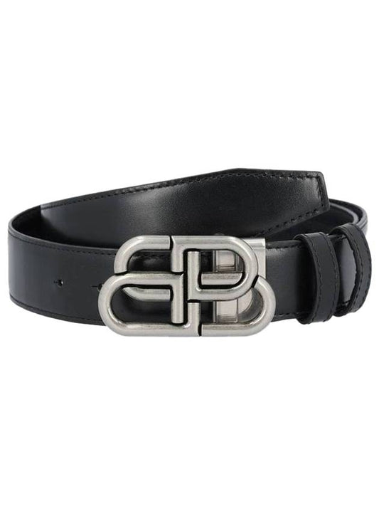 BB logo reversible leather belt black - BALENCIAGA - BALAAN.