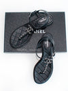 CC Logo Classic Chain Strap Thongs Lambskin Sandals Black - CHANEL - BALAAN 2