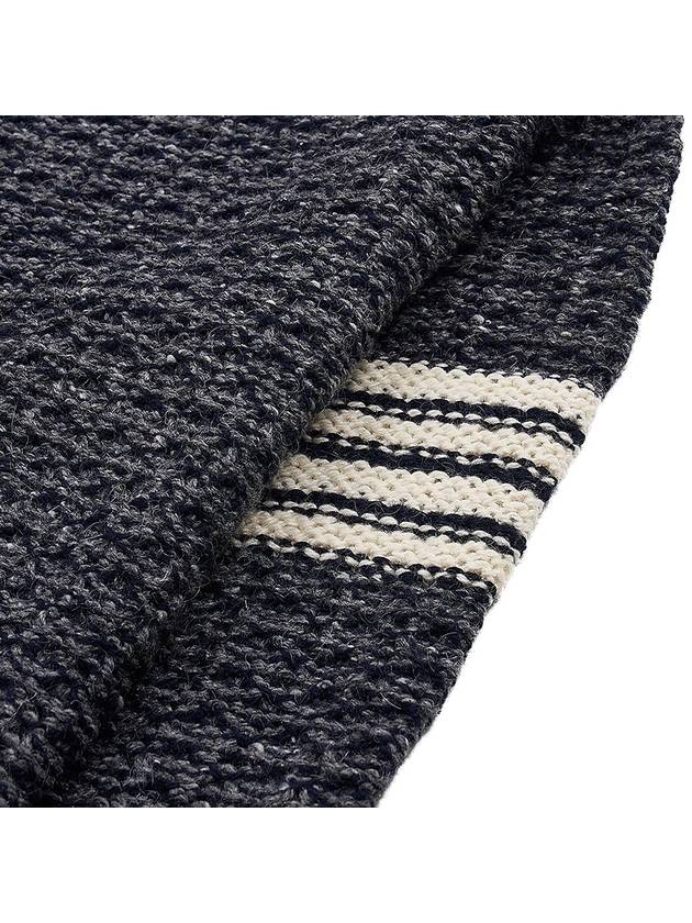 4 Bar Stripe Melange Effect Wool Knit Top Navy - THOM BROWNE - BALAAN 4