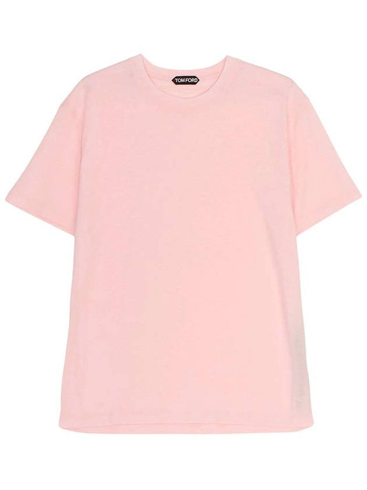 Men's Lyocell Round Neck Cotton Short Sleeve T-Shirt Pink - TOM FORD - BALAAN 2