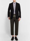 Men's Hidden Three Stripes Oxford Check Long Sleeve Shirt Navy - THOM BROWNE - BALAAN 4