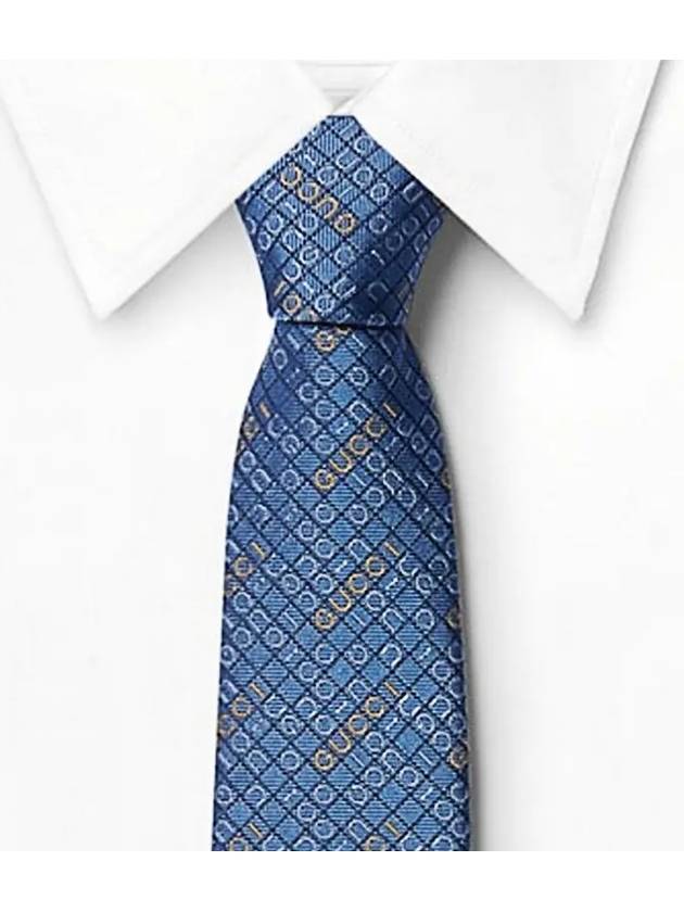 Silk Jacquard Tie Light Blue - GUCCI - BALAAN 3