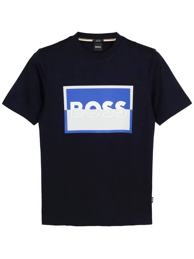 Logo Cotton Short Sleeve T-shirt Navy - HUGO BOSS - BALAAN 4