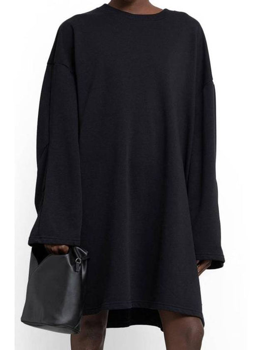 Mini Sweatshirt Cotton Short Dress Black - MAISON MARGIELA - BALAAN 1