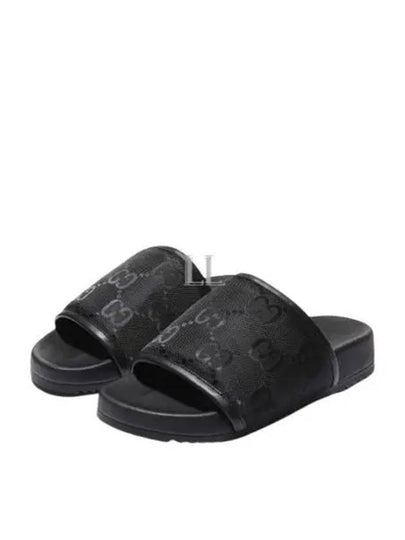 GG Monogram Slide Slippers Black - GUCCI - BALAAN 2