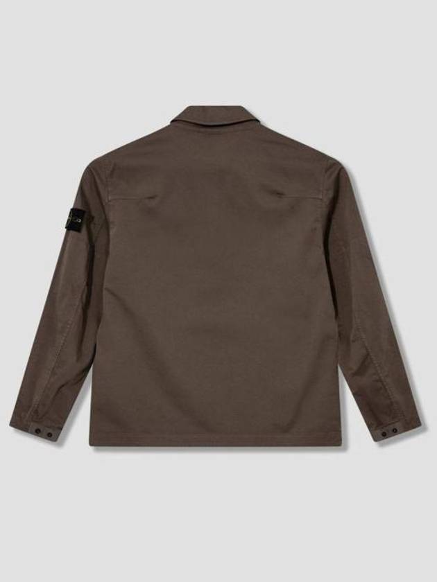 Organic Stretch Cotton Satin Long Sleeve Shirt Brown - STONE ISLAND - BALAAN 3