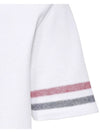 Textured Cotton Stripe Short Sleeve T-Shirt White - THOM BROWNE - BALAAN 4