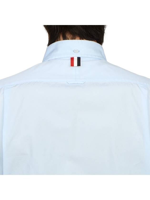 Men's Grosgrain Placket Solid Poplin Long Sleeve Shirt Light Blue - THOM BROWNE - BALAAN.