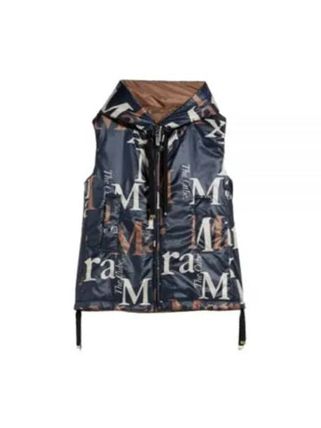 Logos Water Repellent Reversible Padded Vest Navy - MAX MARA - BALAAN 1