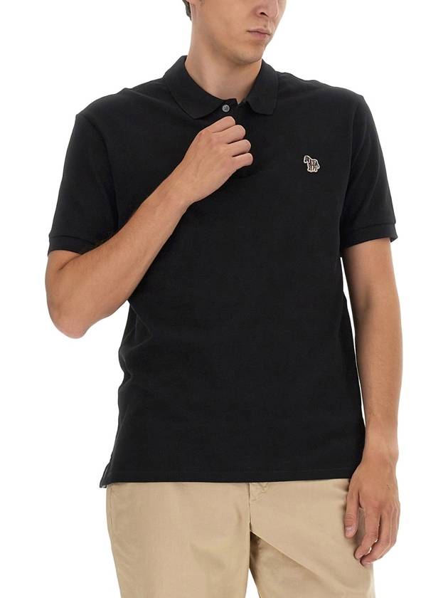 Regular Fit Zebra Logo Short Sleeve Polo Shirt Black - PAUL SMITH - BALAAN 5