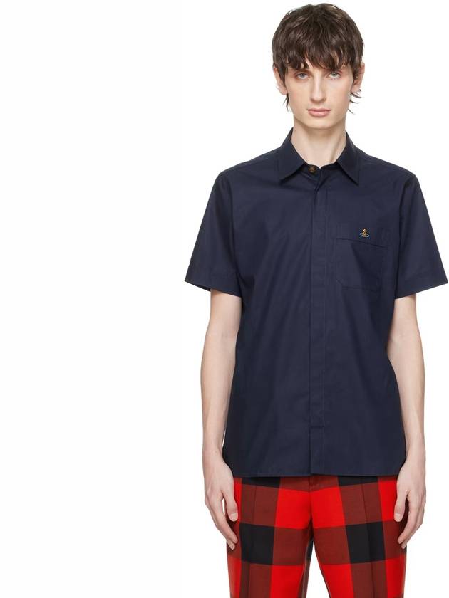 Vivienne Westwood orb logo navy Short Sleeve Shirt - VIVIENNE WESTWOOD - BALAAN 2