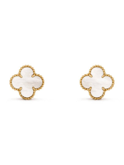 Vintage Alhambra Earrings Gold White - VANCLEEFARPELS - BALAAN 2