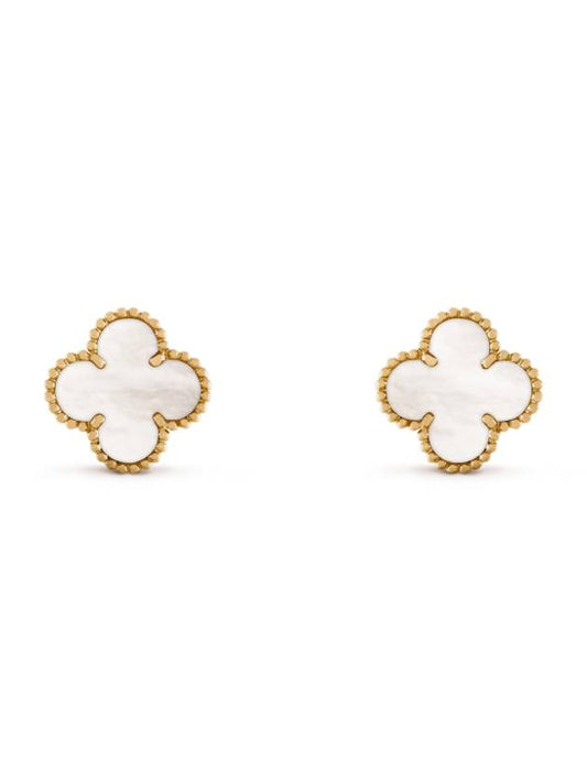 Vintage Alhambra Gold Earrings Mother of Pearl - VANCLEEFARPELS - BALAAN.