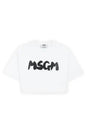 Brushed Logo Crop Short Sleeve T-Shirt White - MSGM - BALAAN 2