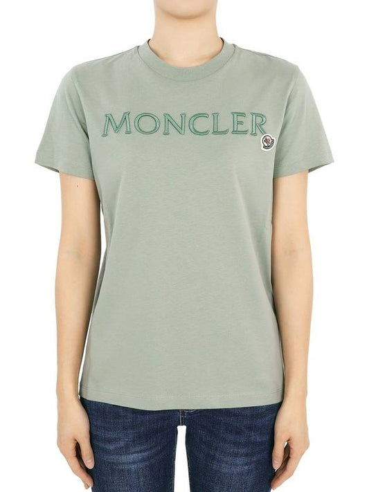 Moncler Women s Logo Patch Embroidery Short Sleeve Light Khaki 8C00006 829HP 92G - MONCLER - BALAAN 1