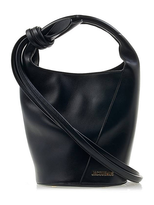 Le Petit Tourni Mini Knotted Leather Bucket Bag Black - JACQUEMUS - BALAAN 2