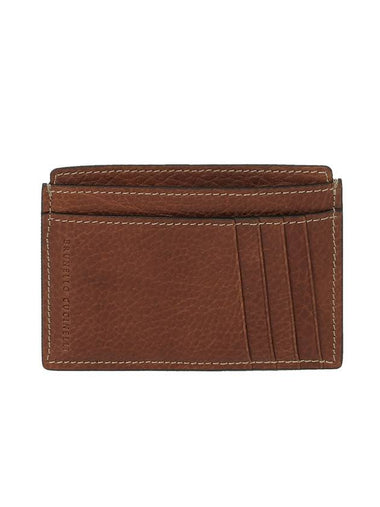 Grained Calfskin Slim Card Wallet Brown - BRUNELLO CUCINELLI - BALAAN 1