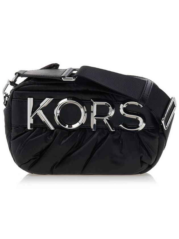 Logo Plaque Zippered Leather Cross Bag Black - MICHAEL KORS - BALAAN 2