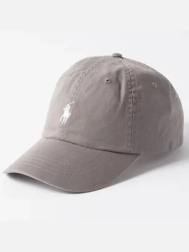 Logo Embroidered Panel Cotton Twill Gray Baseball Cap - POLO RALPH LAUREN - BALAAN 1