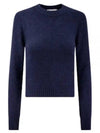 Heart Logo Cashmere Knit Top Navy - AMI - BALAAN 2