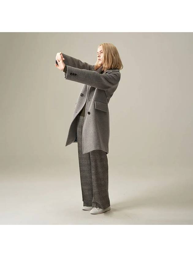 005 Gray Double Breasted Middle Coat - VOYONN - BALAAN 4