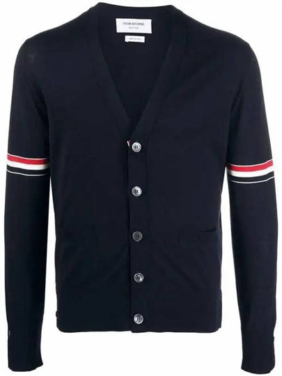 Stripe Armband Merino Wool Cardigan Navy - THOM BROWNE - BALAAN 2