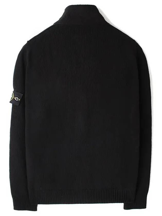 Wappen High Neck Button Up Wool Cardigan Black - STONE ISLAND - BALAAN 3