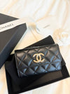 CC logo flap caviar card wallet black - CHANEL - BALAAN 5