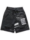 BBD Chaos Patch Fold Up Denim Shorts Black - BLACKBLOND - BALAAN 3