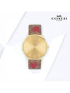 Watch Heart Perry Vintage Gold Leather Band Women's Official Import - COACH - BALAAN 1