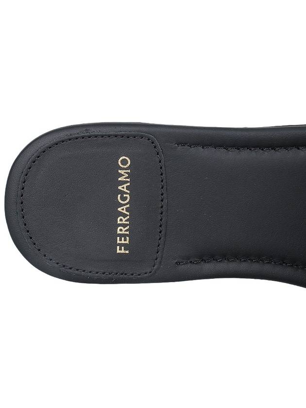 Gancini Ornament Flat Slide Black - SALVATORE FERRAGAMO - BALAAN 9