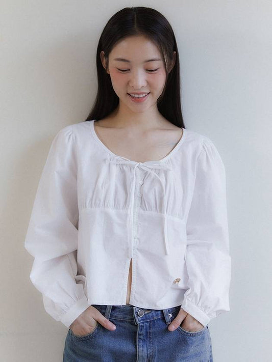 ANC LONG SLEEVE RIBBON PUFF BLOUSE_WHITE - ANOETIC - BALAAN 1