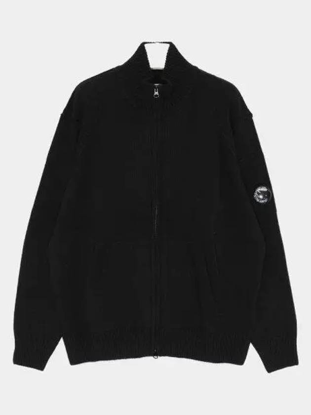 Lambswool GRS Zipped Cardigan Black - CP COMPANY - BALAAN 2