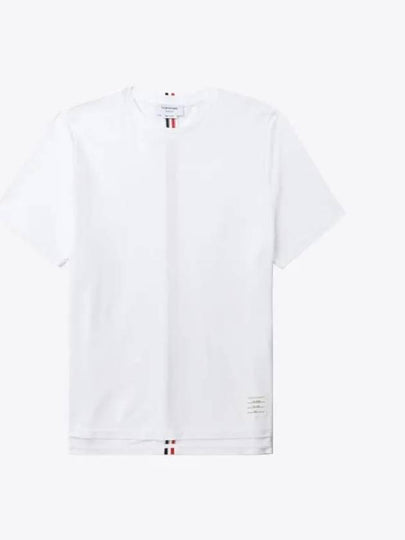 Men's Center Back Striped Short Sleeve T-Shirt White - THOM BROWNE - BALAAN 2