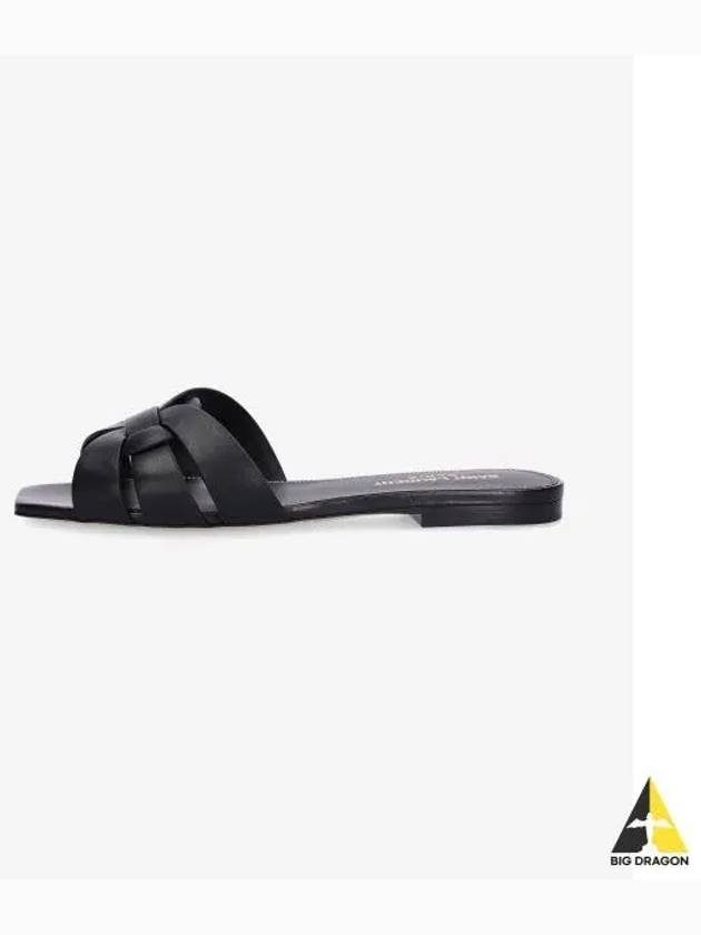 Tribute Smooth Leather Flat Mules Black - SAINT LAURENT - BALAAN 2