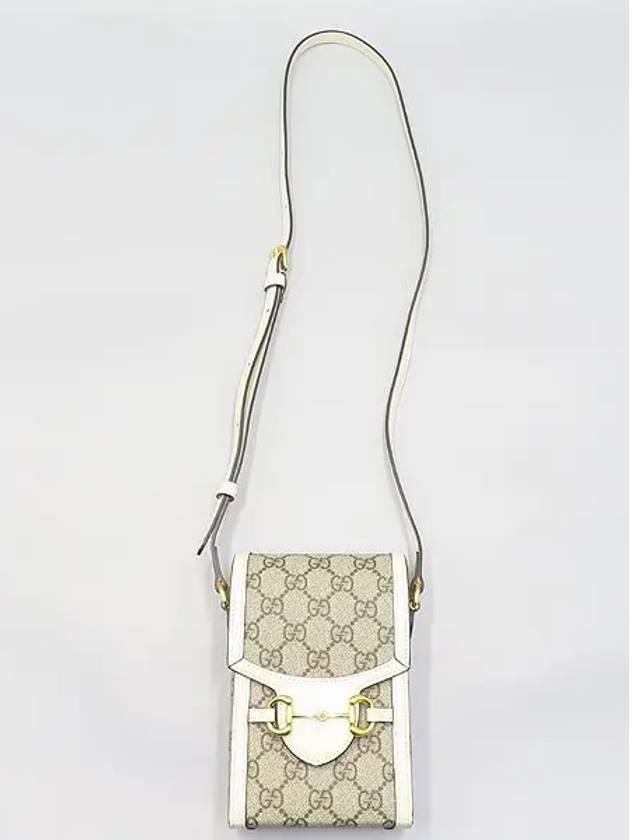 625615 White leather trim horsebit 1955 mini cross bag - GUCCI - BALAAN 5