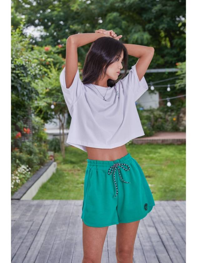 WOMEN RECYCLE SWEAT SHORTS GREEN - THE GREEN LAB - BALAAN 11