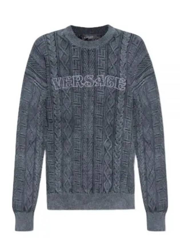 Embroidery Logo Knit Top Grey - VERSACE - BALAAN 1