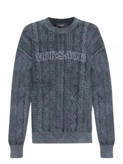 Embroidery Logo Knit Top Grey - VERSACE - BALAAN 2