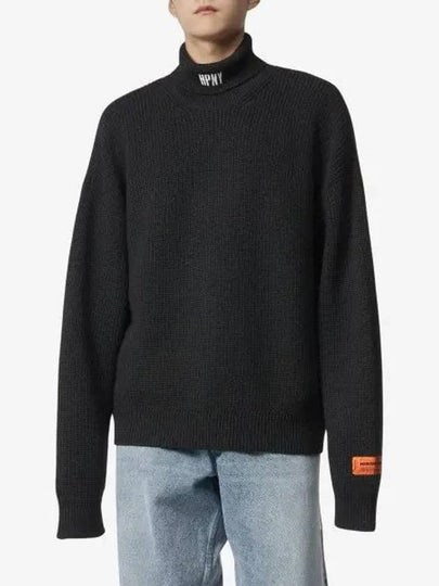 HPNY Embroidered Logo Turtleneck Black - HERON PRESTON - BALAAN 2