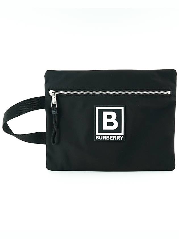 Logo Graphic Nylon Handle Pouch Bag Black - BURBERRY - BALAAN 2