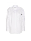 Chest Pocket Foxhead Patch Cotton Poplin Casual Shirt White - MAISON KITSUNE - BALAAN 1